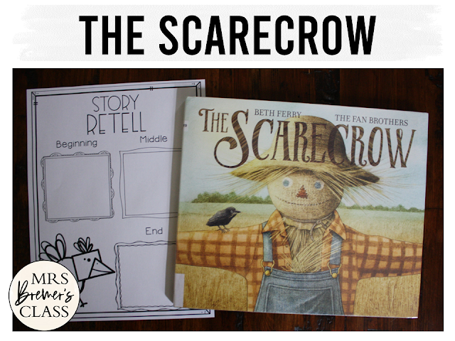 The Scarecrow book study activities unit with Common Core aligned literacy companion activities and a craftivity for Kindergarten and First Grade