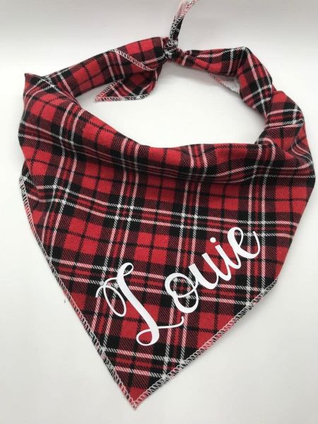 These darling 100% cotton bandannas that are personalized for your special dog