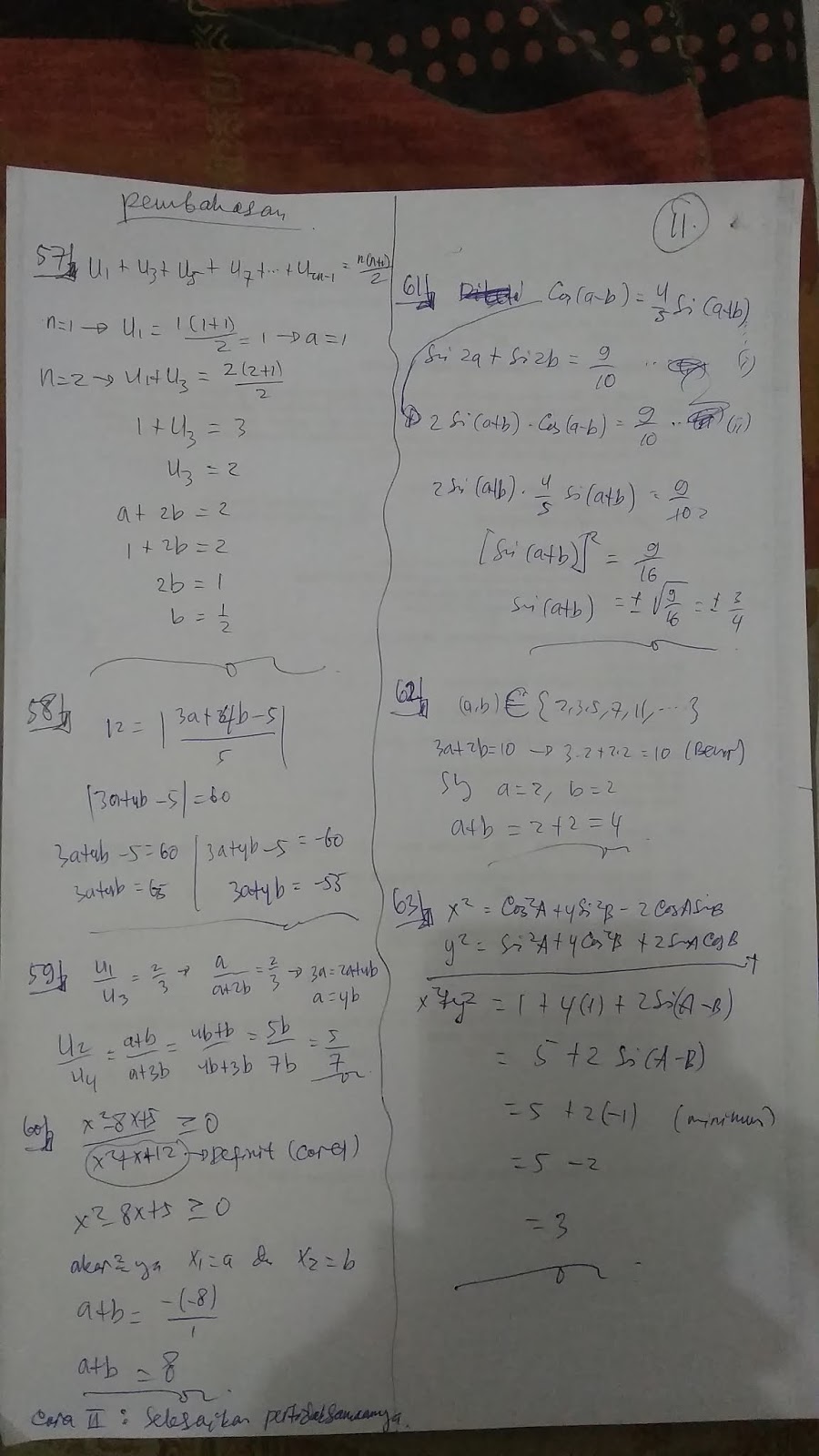 Kunci Soal UTBK 2019 Matematika Saintek Konsep