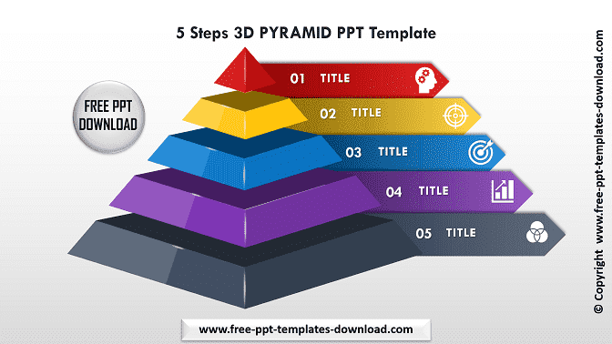5 Steps 3D PYRAMID PPT Template Download