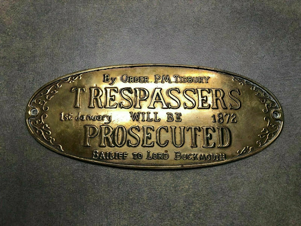 Antique P.M. Tidbury Trespassers Will Be Prosecuted Brass Sign No Trespassing