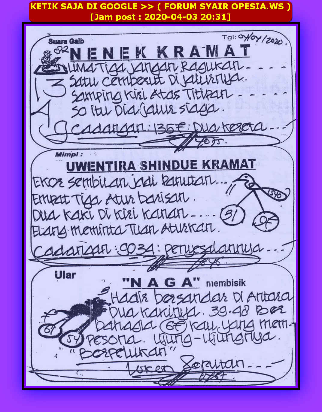 1 New Message Kode Syair Singapore 4 April 2020 Forum Syair Togel Hongkong Singapura Sydney
