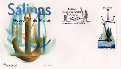 sobre, sello, matasellos, PDC, Salinas, museo, anclas