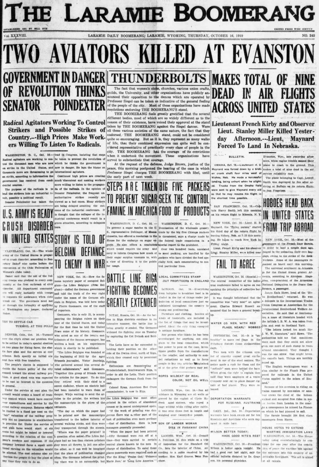 Today In Wyoming's History October 16