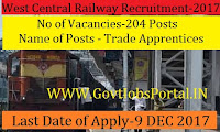 West Central Railway Recruitment- 2017