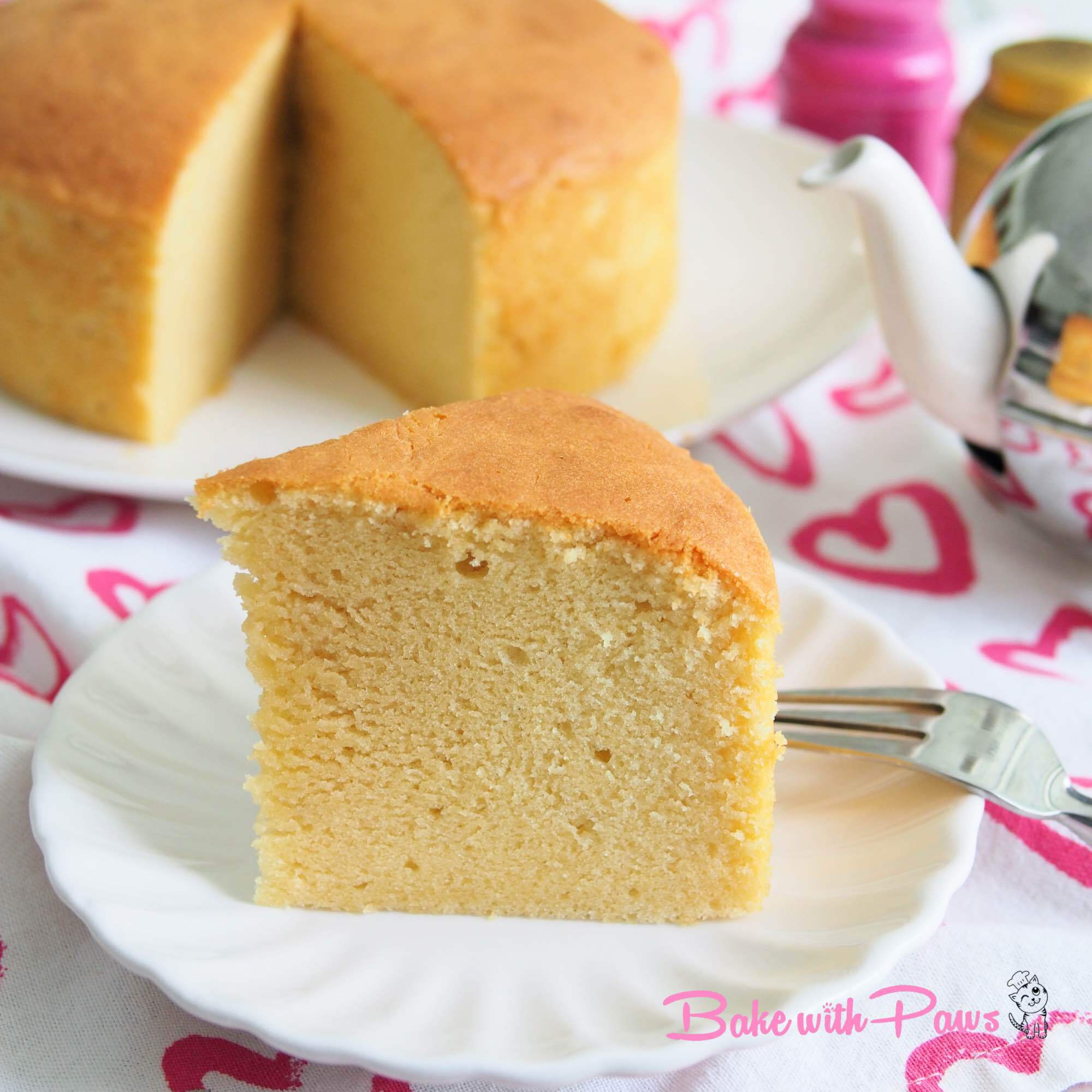 Butter Cake (Low Sugar, Soft and Fluffy) BAKE WITH PAWS