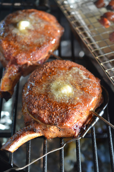 Brown sugar butter melting onto bourbon pork chops Cheshire Heritage