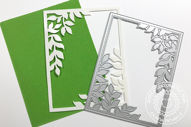 Sunny Studio Stamps: Botanical Backdrop Everything's Rosy Hello Word Die Two Scoops Stitched Oval Friendship Cards by Juliana Michaels Angelica Conrad