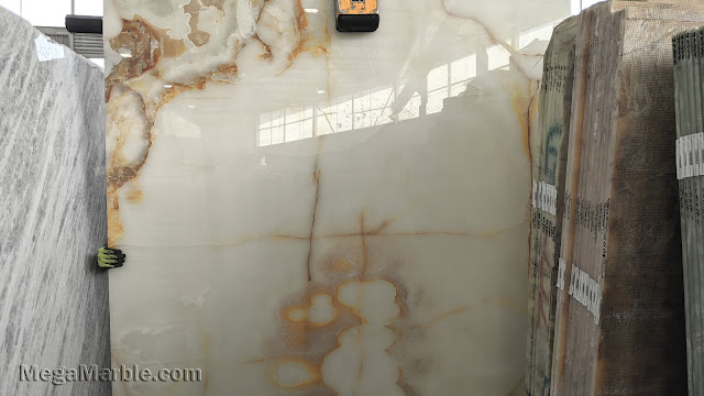 White onyx marble slab