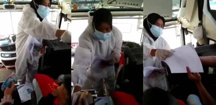 Begini Kesaksian Perekam soal Video Viral Wanita Ber-APD 'Jual' Surat Bebas COVID di Bus