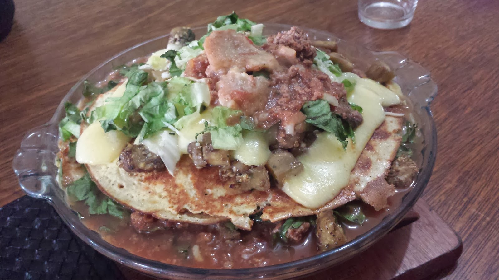 Borbols na Cozinha Lasanha de Crepe Low Carb com Biomassa Banana Verde berinjela escarola a