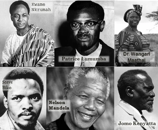 Kwame Nkrumah, Patrice Lumumba, Wangari Maathai, Steve Biko, Nelson Mandela and Jomo Kenyatta are six black African heroes from Africa's history who have changed the course of Africa.
