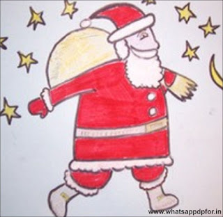 drawing on christmas, santa claus drawing with colour