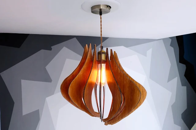 DIY wood pendant light fixture build for foyer