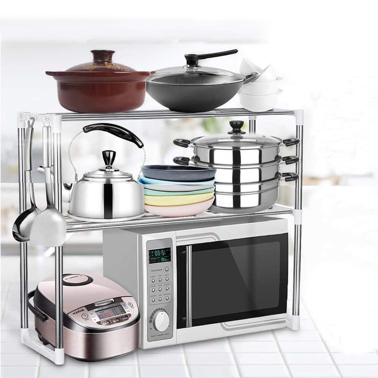 2 Layer Multipurpose Stainless Steel Oven Stand for Kitchen Storage