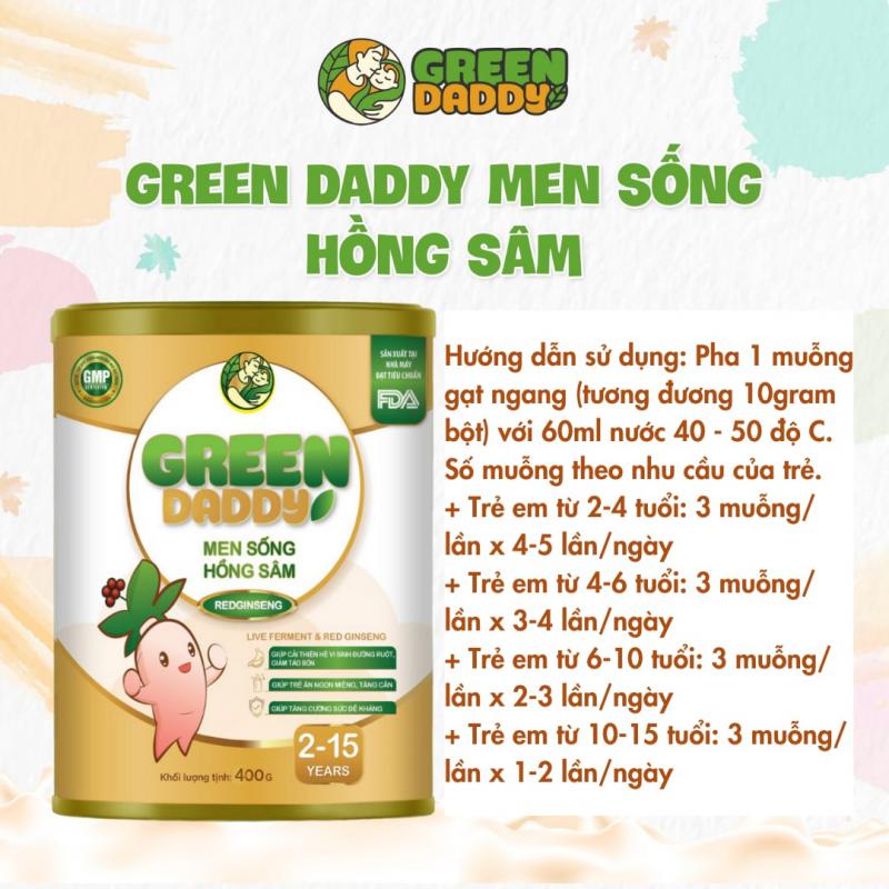Green Daddy Sữa Men Sống Hồng Sâm 900g