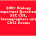 SSC CGL and CHSL Previous year Biology Questions PDF Download