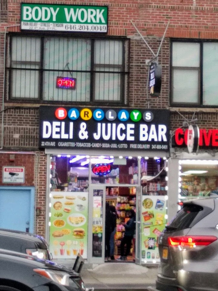 On Fourth Avenue below Atlantic Avenue, Barclays Deli & Juice Bar