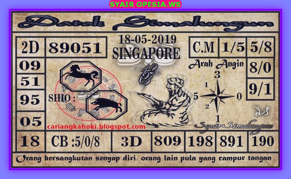 Kode syair sgp hari sabtu 18 Mei 2019 GOsyair SEDIA KODE