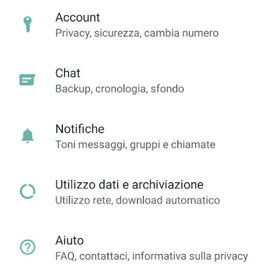 WhatsApp per Android Impostazioni
