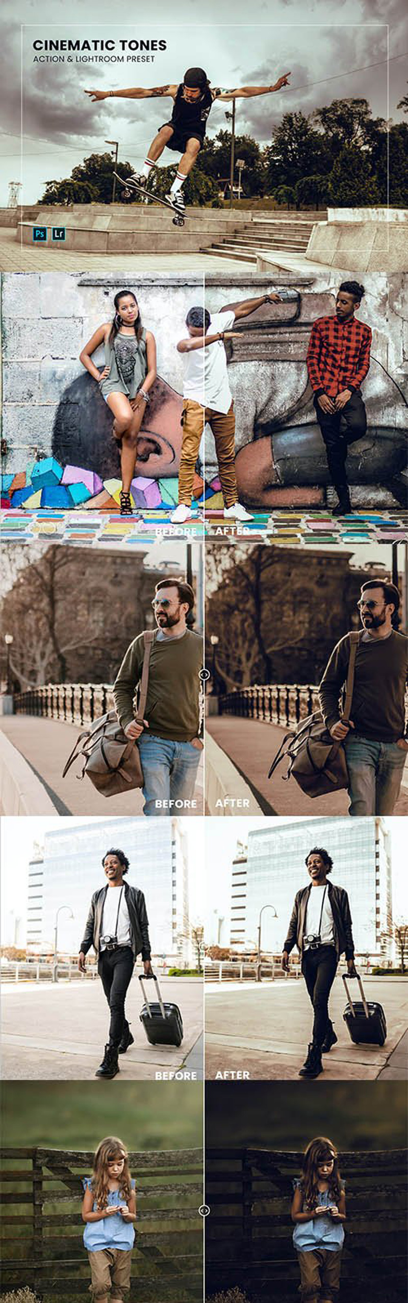 Cinematic Tones Effect Action & Lightroom Preset 2 azc