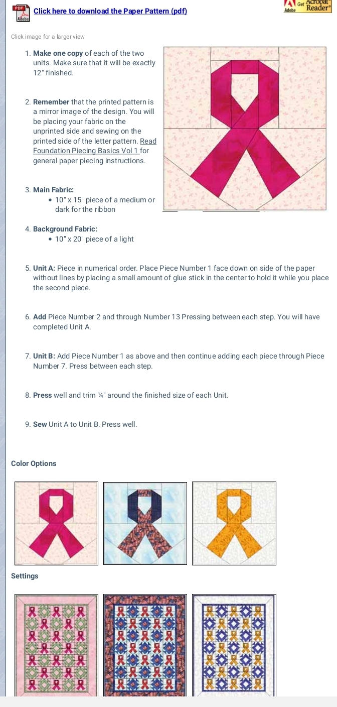Michele Bilyeu Creates With Heart and Hands Breast Cancer Awareness Free Patterns for Quilts