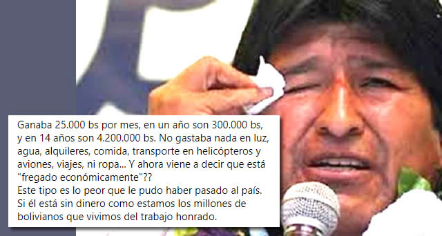 Ganaba Bs. 300 mil por año: Evo confiesa que está fregado económicamente y que viaja por tierra en carro prestado