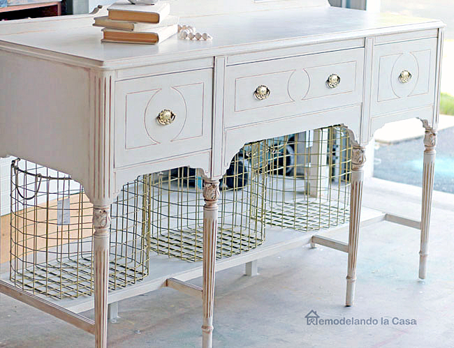 Antique buffet painted white with chalk paint