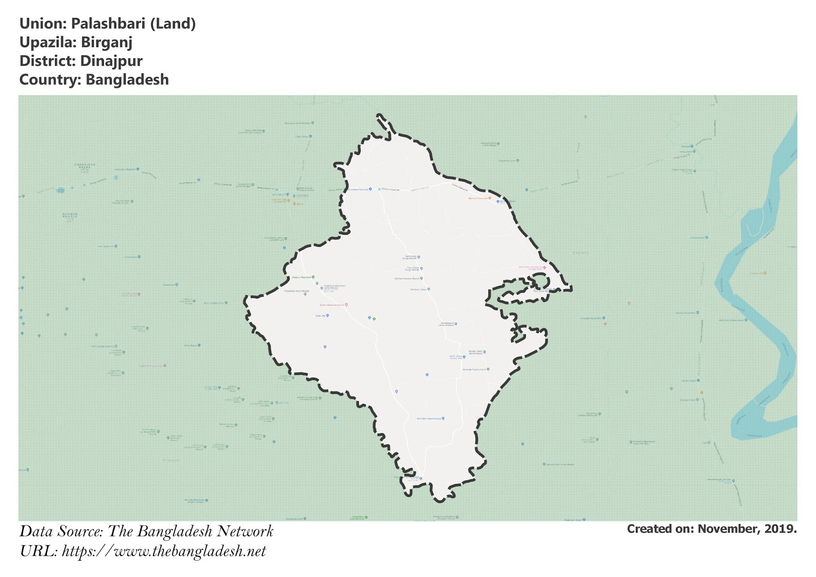 Map of Palashbari of Dinajpur, Bangladesh.