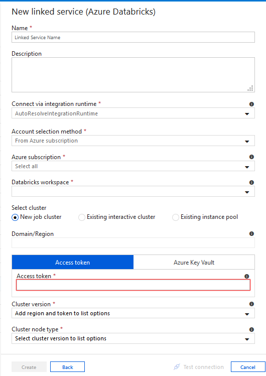 Create DataBrick Linked Services in Azure Data Factory