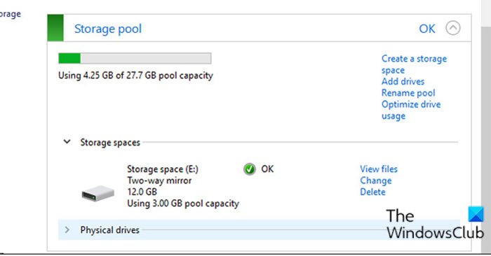 Ajouter des disques au pool de stockage pour les espaces de stockage via le panneau de configuration