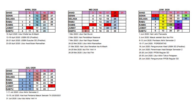 Kalender Pendidikan Tahun Ajaran 2019 2020 Provinsi Daerah Istimewa Yogyakarta Materiedukasi Com