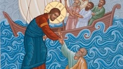 Jesus saves Peter from drowning