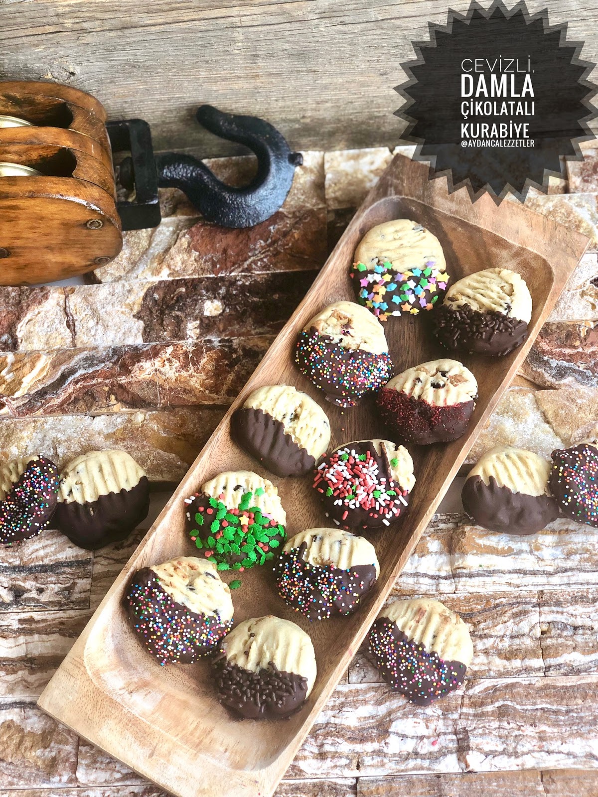 CEVİZLİ,DAMLA ÇİKOLATALI KURABİYE Aydancalezzetler