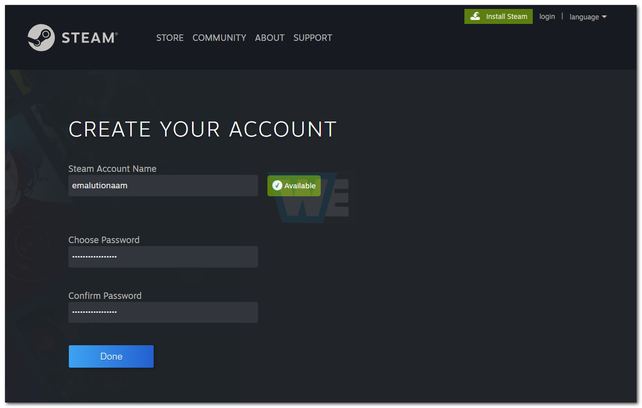 Mengisi informasi akun steam