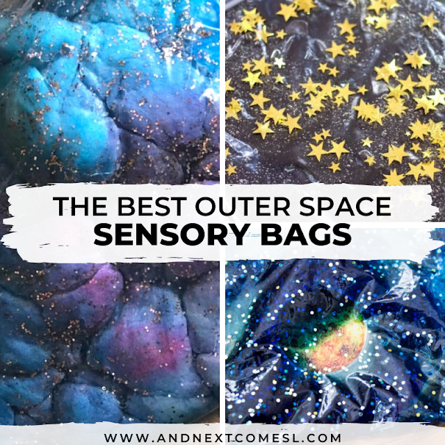 Outer space activities and sensory bags for toddlers and preschoolers