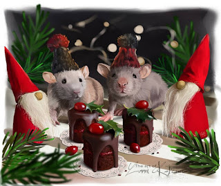 Beautiful card for the New year mouse and rat 2026. Free, beautiful live Christmas cards in the year of mouse
