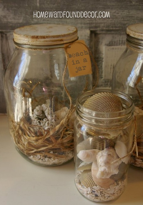 Seashell Decorative Glass Jar