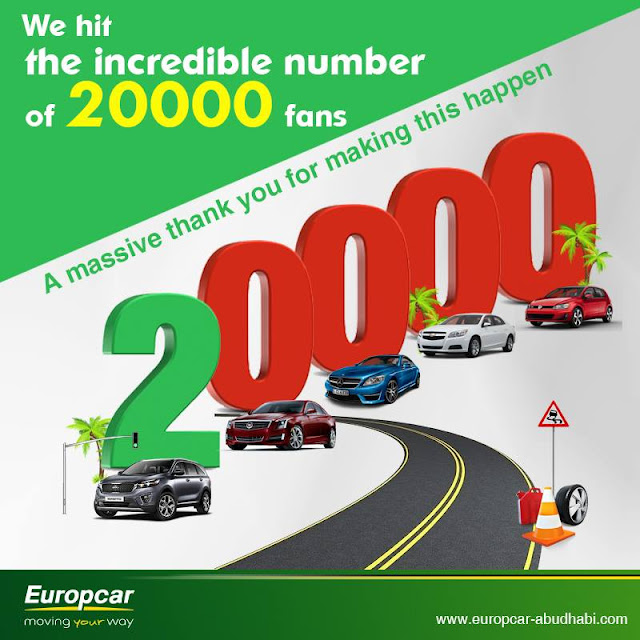  We hit the incredible number of 20,000 fans  A massive thank you for making this happen  For exclusive deal visit: europcar-abudhabi.com