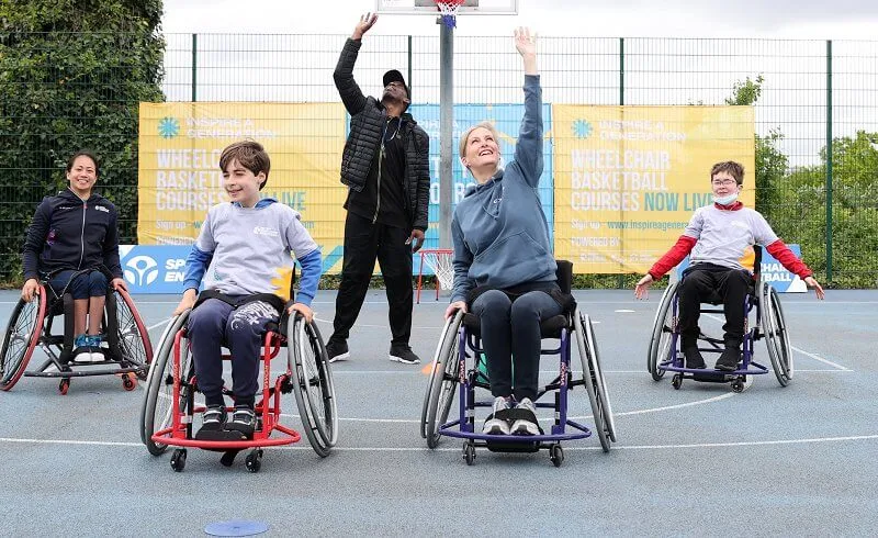 The Countess of Wessex took part in the first of British Wheelchair Basketball's wheelchair course