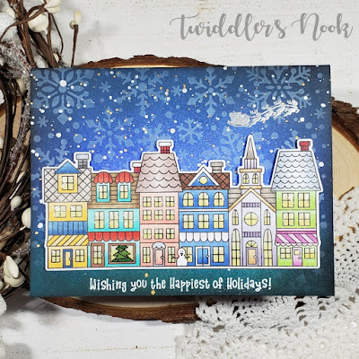 The Happiest of Holidays Card by November Guest Designer Amanda Wilcox | Main Street Christmas Stamp Set by Newton's Nook Designs #newtonsnook #handmade