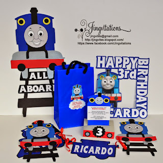 Thomas the Train Invitations, Banner, Goody bags, Door Sign, Cake Topper