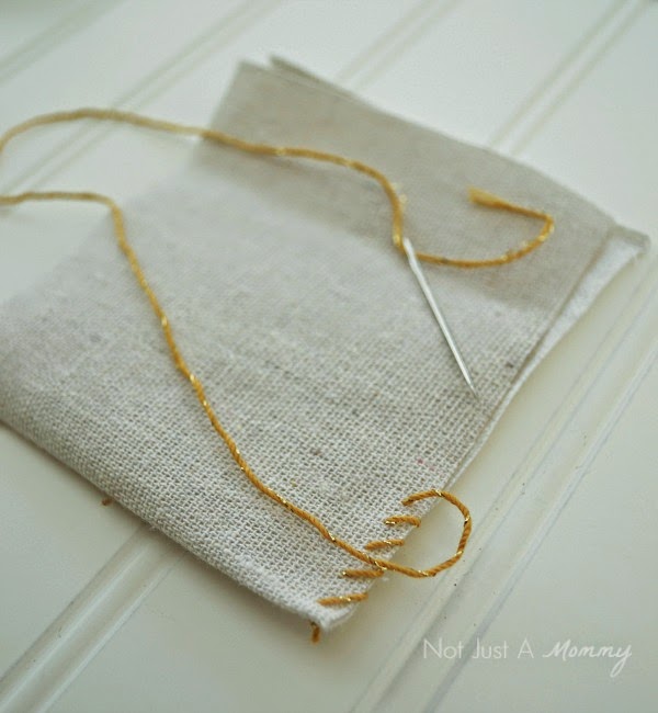 stitching Valentine treat bags