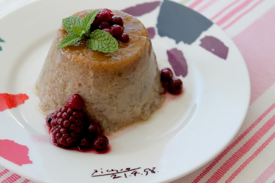 Flan de avena y plátano light (sin lactosa ni huevos)