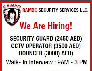 Walk in Interviews for Security Staff Security Guards, Cctv Operators, Bouncers in Rambo Security Services LLC, Dubai (UAE)