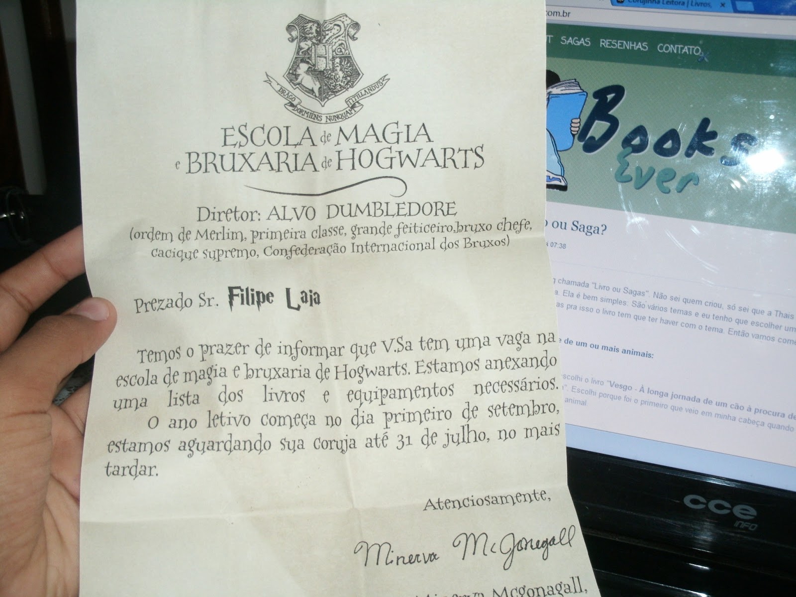 Minha carta de Hogwarts + Marcadores Harry Potter ~ Books 