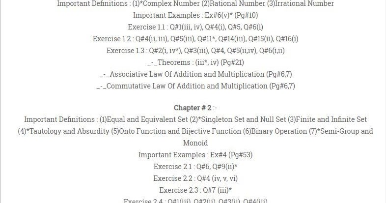 Class 11 Math Guess 2019 !st year Guess ~ Sadaqat Academy