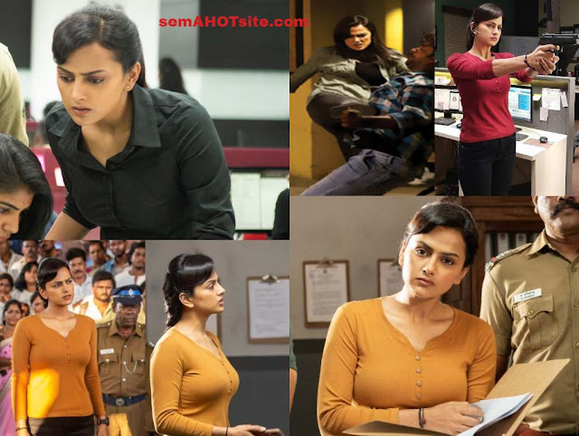 Actress Shraddha srinath exposing boobs shape in Chakra movie hot HQ stills gallery