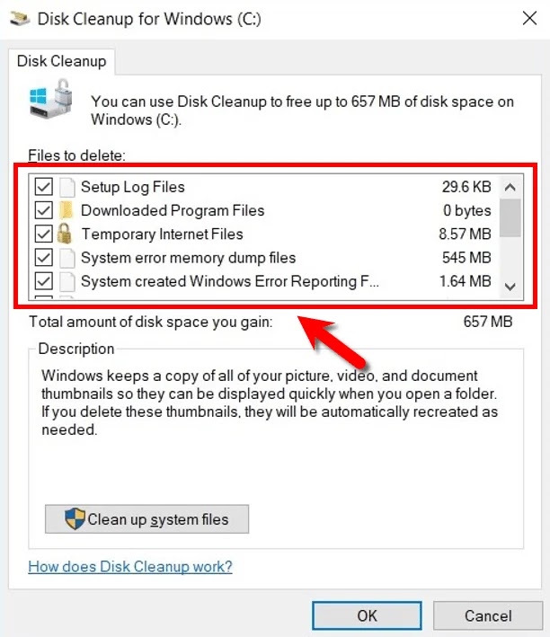 Run Disk Cleanup for Windows