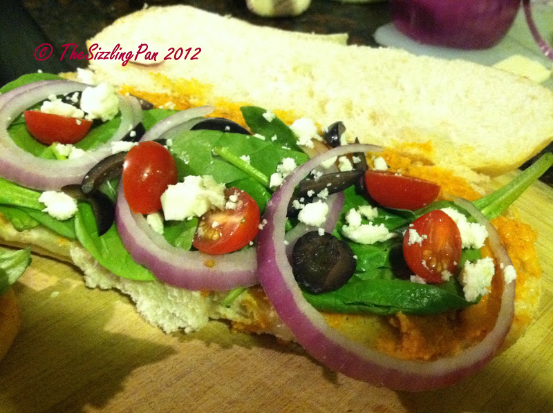 The Sizzling Pan Mediterranean Panini with Roasted Red Pepper Hummus